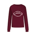 thumbnail image 3 of IROINNID Discount Long Sleeve Shirt for Women Fall Tops Round Neck Rugby Print Casual Shirt Crewneck Base Sweatshirt Comfy Blouse Tops,Burgundy, 3 of 5