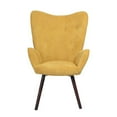 thumbnail image 7 of Velvet Accent Chair, Modern Upholstered Side Armchair with Wood Legs, Tufted Button Wingback Sofa Chairs Tall Back Reading Chair for Living Room, Bedroom, Reading Room, Yellow, 7 of 7