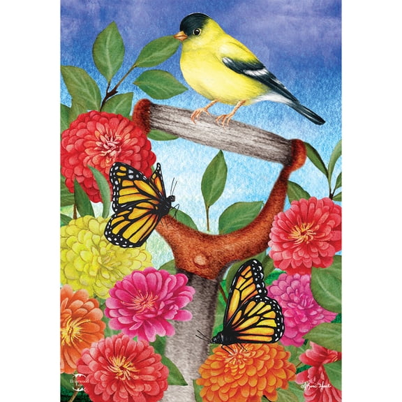 Briarwood Lane Spring Garden Flag 12x18 For Outdoor Goldfinch on Shovel For Spring Garden Flag Flags For Outside