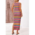 thumbnail image 3 of PRETTYGARDEN Womens Summer Sleeveless Tank Dress Crew Neck Striped Side Slit Bodycon Casual Maxi Dresses, 3 of 7