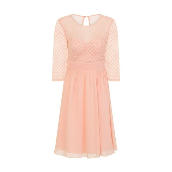 Little Mistress Womens Embellished Pearl Midi Prom Dress