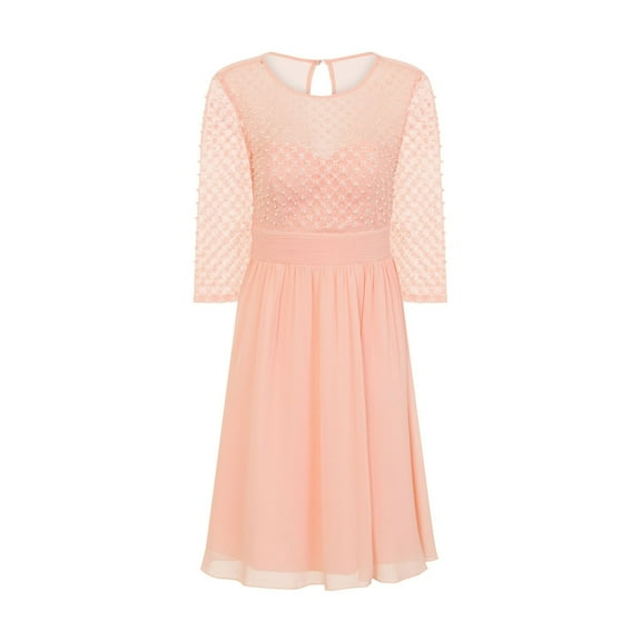 Little Mistress Womens Embellished Pearl Midi Prom Dress