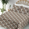 thumbnail image 3 of Ambesonne Vintage Fitted & Flat Sheet with Shams 4 Pcs Set, Mosaic Retro Floral Print, Calking, Caramel Taupe and Dark Tan, 3 of 5