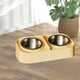 thumbnail image 5 of Juego de cuencos de comida para mascotas de acero inoxidable | Doble Bowl Antideslizante | Alimentador elevado de soporte de cuello | Diseño de boca ancha | 14,17x7,67 pulgadas | Limpieza fácil, 5 of 6