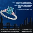thumbnail image 2 of Gem Stone King 14K White Gold London Blue Topaz and Pink Lab Grown Diamond Engagement Ring for Women | 3.26 Cttw | Oval 10X8MM | Gemstone November Birthstone | Size 7, 2 of 6