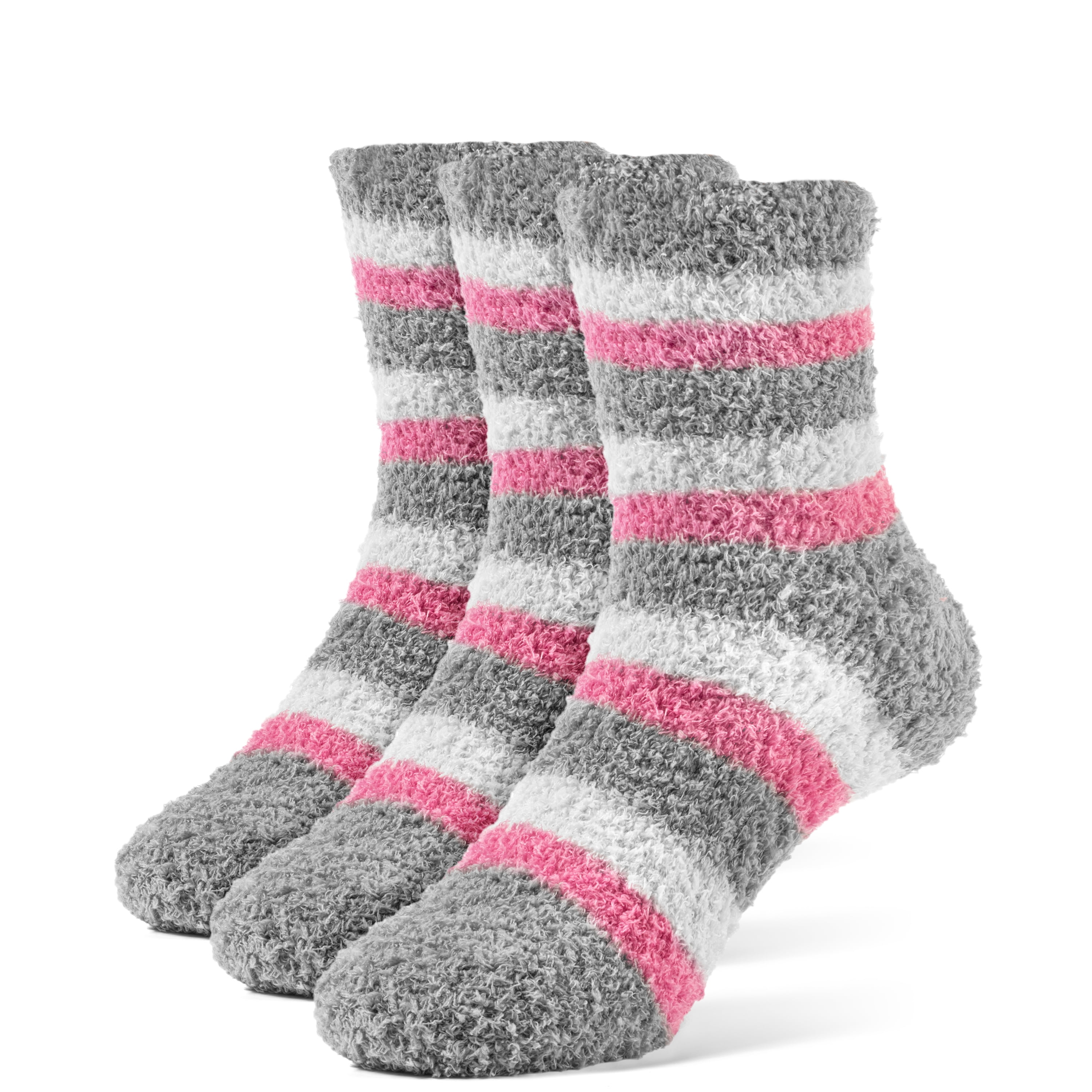 Galiva - Galiva Girls' Striped Fuzzy Quarter Cozy Socks - 3 Pairs ...