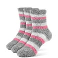 thumbnail image 1 of Galiva Girls' Striped Fuzzy Quarter Cozy Socks - 3 Pairs, 1 of 1