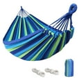 thumbnail image 2 of Camping Gear Savings! Uhuya Single Hammocks Cotton Canvas Hammocks Portable Camping Hammocks with Carrying Bag Two Metal Carabiner Rope Suitable for Travel Yard Garden Indoor Outdoor Patio Blue, 2 of 8