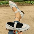 thumbnail image 4 of Willtoo Mary Jane Shoes Women Rhinestone Low Block Heel Pointed Toe Dress Flats Elastic Strap Slip On Non Slip Walking Shoes, 4 of 4