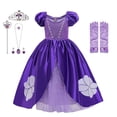thumbnail image 1 of Vestido de Princesa Sofía para niñas, manga abullonada de fantasía, vestidos de fiesta con cuentas florales, disfraz de Princesa Sofía para Halloween Fivean unisex, 1 of 2