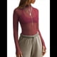thumbnail image 1 of Blusa de Larga de para Mujer, Blusa de Encaje Transparente con Cuello Alto y Bordado Floral. Vino Tinto L, 1 of 8