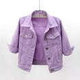 thumbnail image 2 of YDFCWXW Women's 3/4 Sleeve Colored Cropped Denim Jacket Light Wash Short Jean Jacket Trucker Coat Light Purple, 4XL, 2 of 7