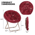 thumbnail image 3 of Red Foldable Soft Faux Fur Saucer Chair Oversized Accent Lounge Lazy Moon Chair, 3 of 7