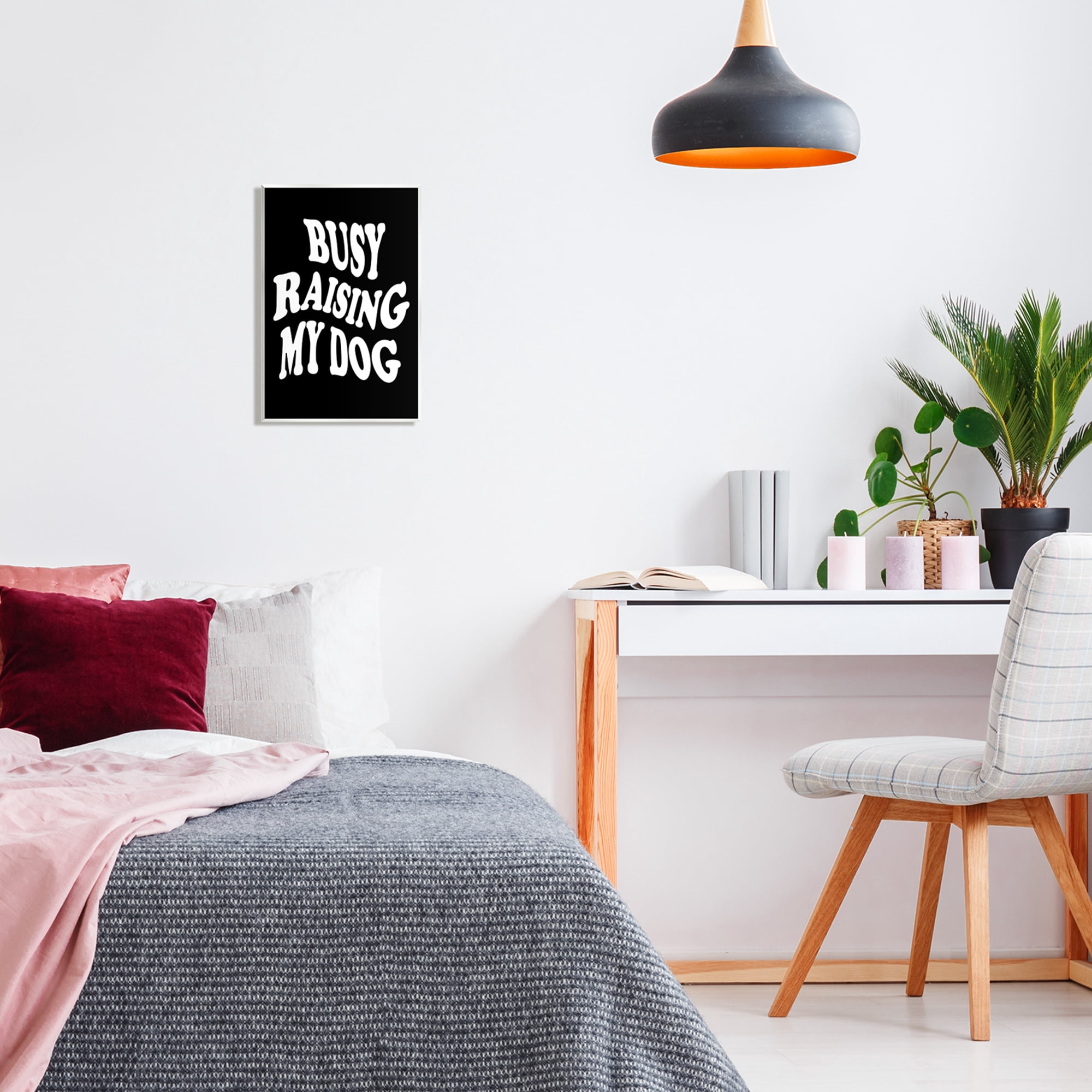 Stupell Industries Black & White Dog Phrase Inspirational Painting Unframed Art Print Wall Art, 10 x 15