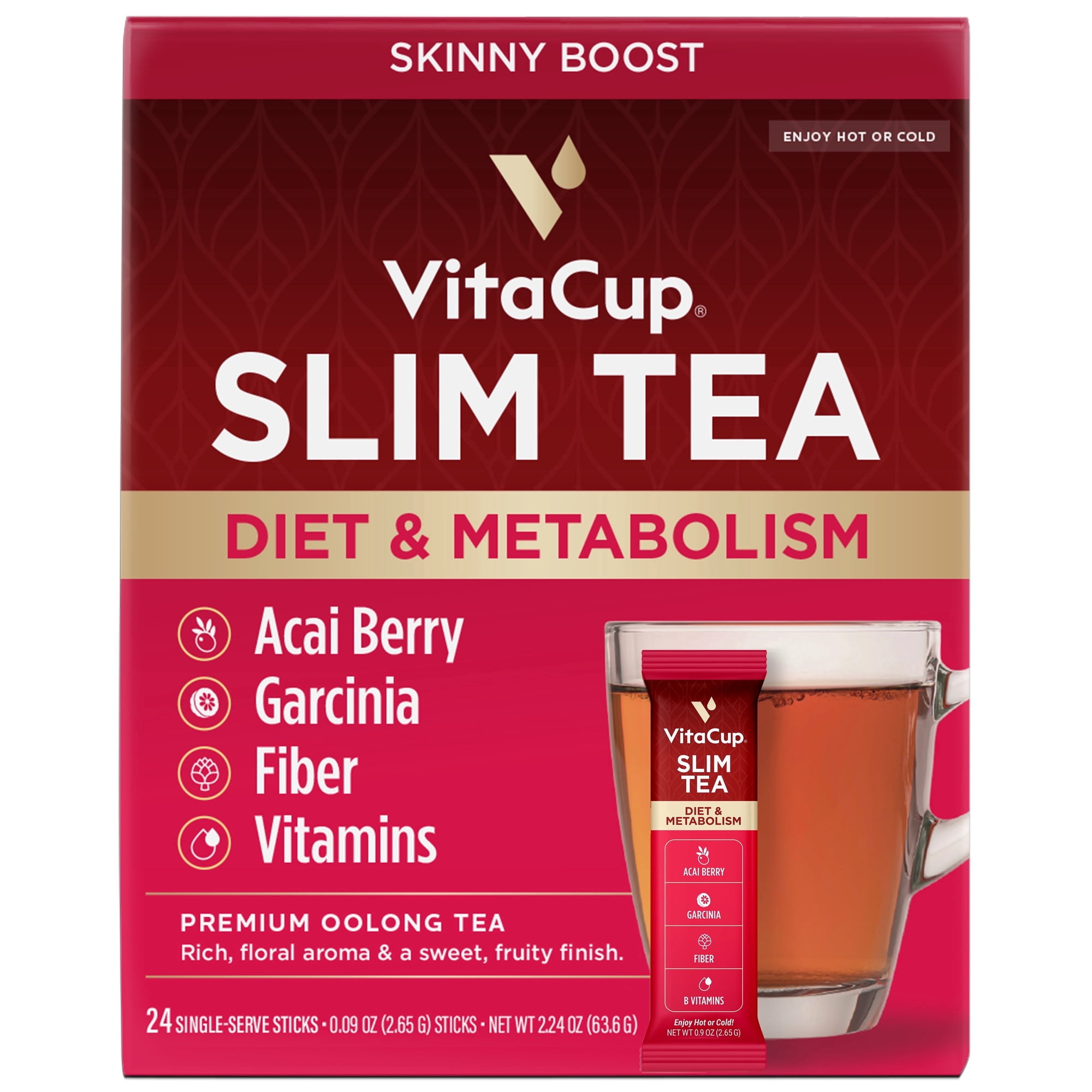 VitaCup Slim Instant Tea Packets For Diet Support, 24 Ct