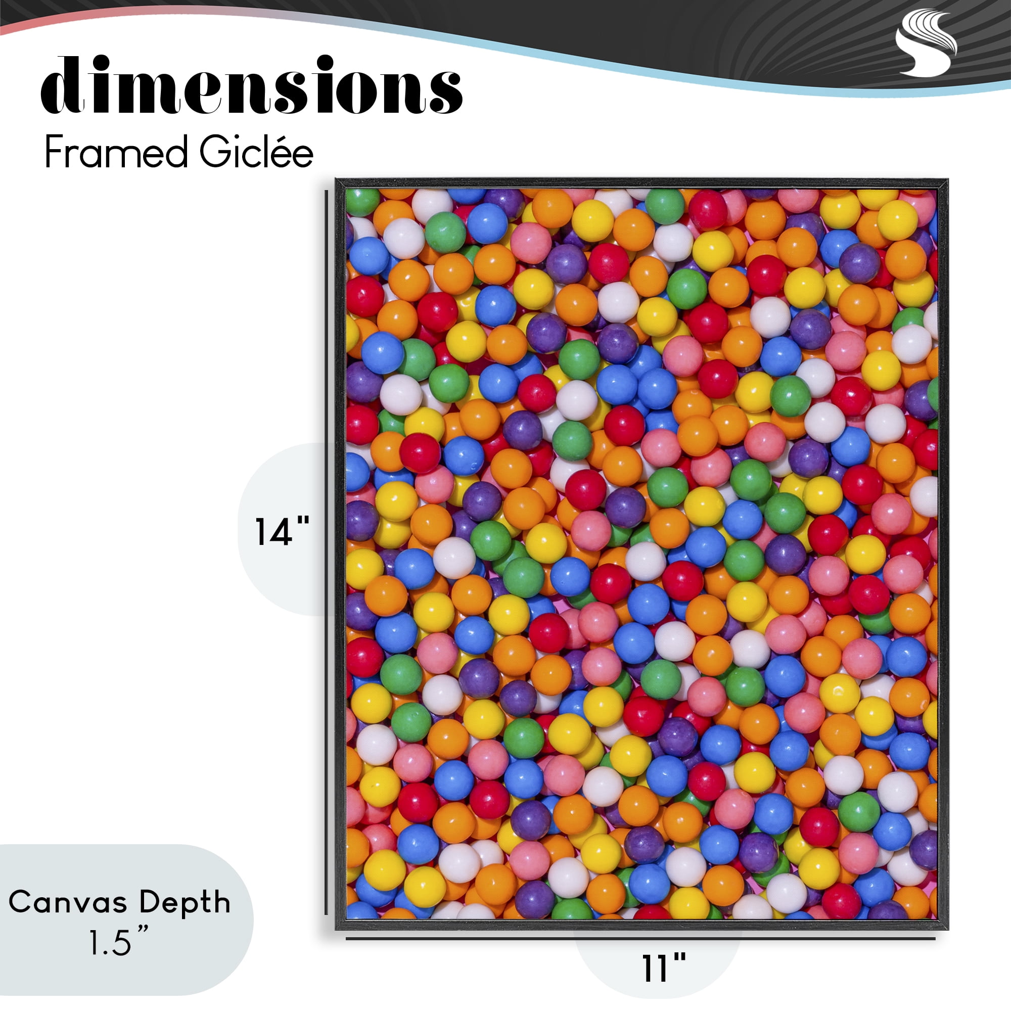 Stupell Industries Colorful Gumballs Close Up Black Framed Giclee Art, design by LISH Creative
