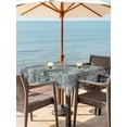 thumbnail image 3 of Outdoor Tablecloth with Umbrella Hole for Patio/Picnic/Party/Camping, Teal Grey Abstract Waterproof Table Cloth Square Cover Washable, Modern Graffiti Distressed Mottled Art (60"x 60"), 3 of 9
