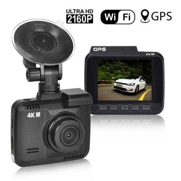 DEWEL Dash Cam Built-in WiFi GPS, 2160P 24FPS Driving Recorder Car Dashboard Cam, App View, Novatek Chip, WDR, G-Sensor, Motion Detect, 150Â° Wide Angle, Loop Record, Parking Mode