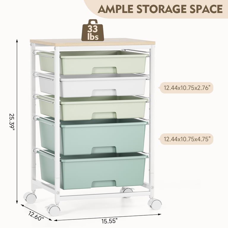 KINGTIDY 5-Drawer Rolling Cart with Rainbow Gradual Colors photo 2