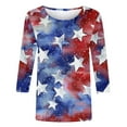 thumbnail image 4 of Cavosen Patriotic Tops for Women Petite Independence Day 3/4 Sleeve Crew Neck T Shirts USA Flag Graphic Tops Lady S 4th of July Casual T Shirts Red White and Blue Tunic Tees 2025 Patriotic Blouses, 4 of 5