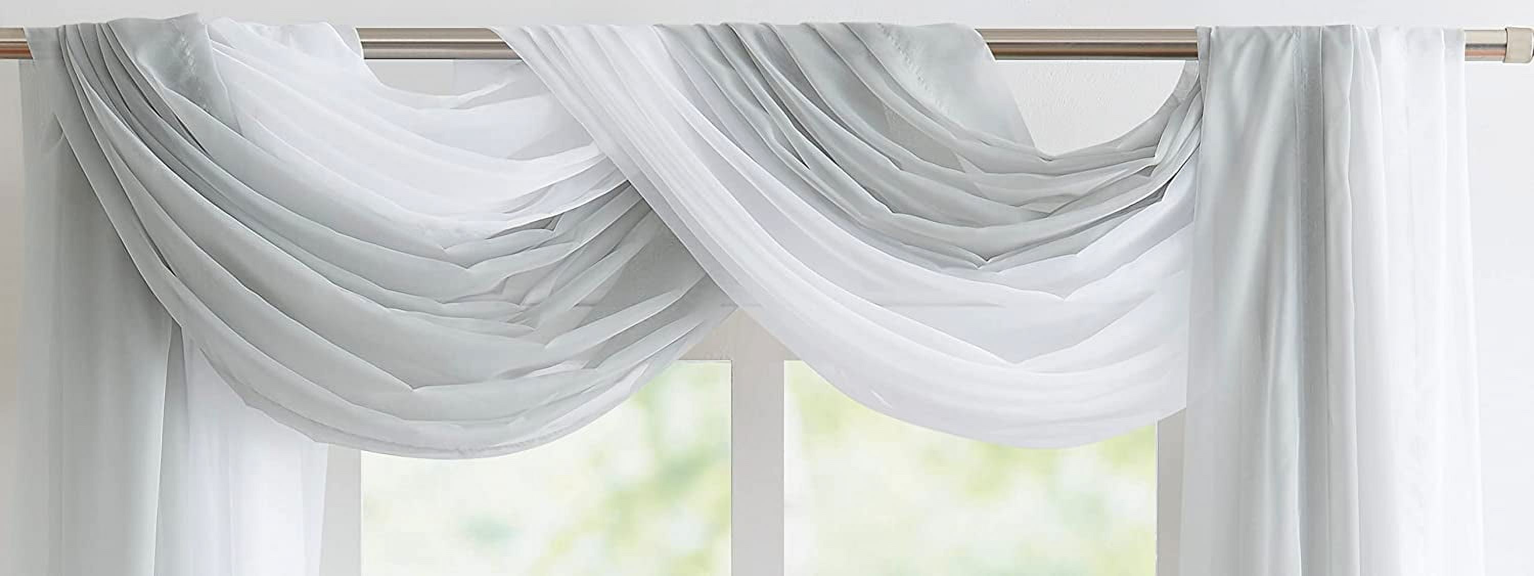 WARM HOME DESIGNS Set of 2 White & S Green Canopy Bed Curtains in 55 x 360 Inch Size. BE White & Silver 360