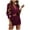 Wine, variant on biudgviw Womens Dresses Velvet Comfy V Neck Long Sleeve Front Knot Cutout Mini Dress Fall Lounge Ruched Bodycon Dress