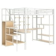 thumbnail image 4 of Euroco Modern Metal Full Size Loft Bed with Wardrobe, Desk and Storage Shelves for Kids Teens, White, 4 of 15