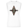 thumbnail image 4 of Birdeem Fashion Women Printing Round-Neck Sleeveless Block Shirts Tunic Tee Tops, 4 of 4