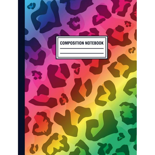 Composition Notebook Rainbow Cheetah Print Pattern Composition Book For Students College Ruled