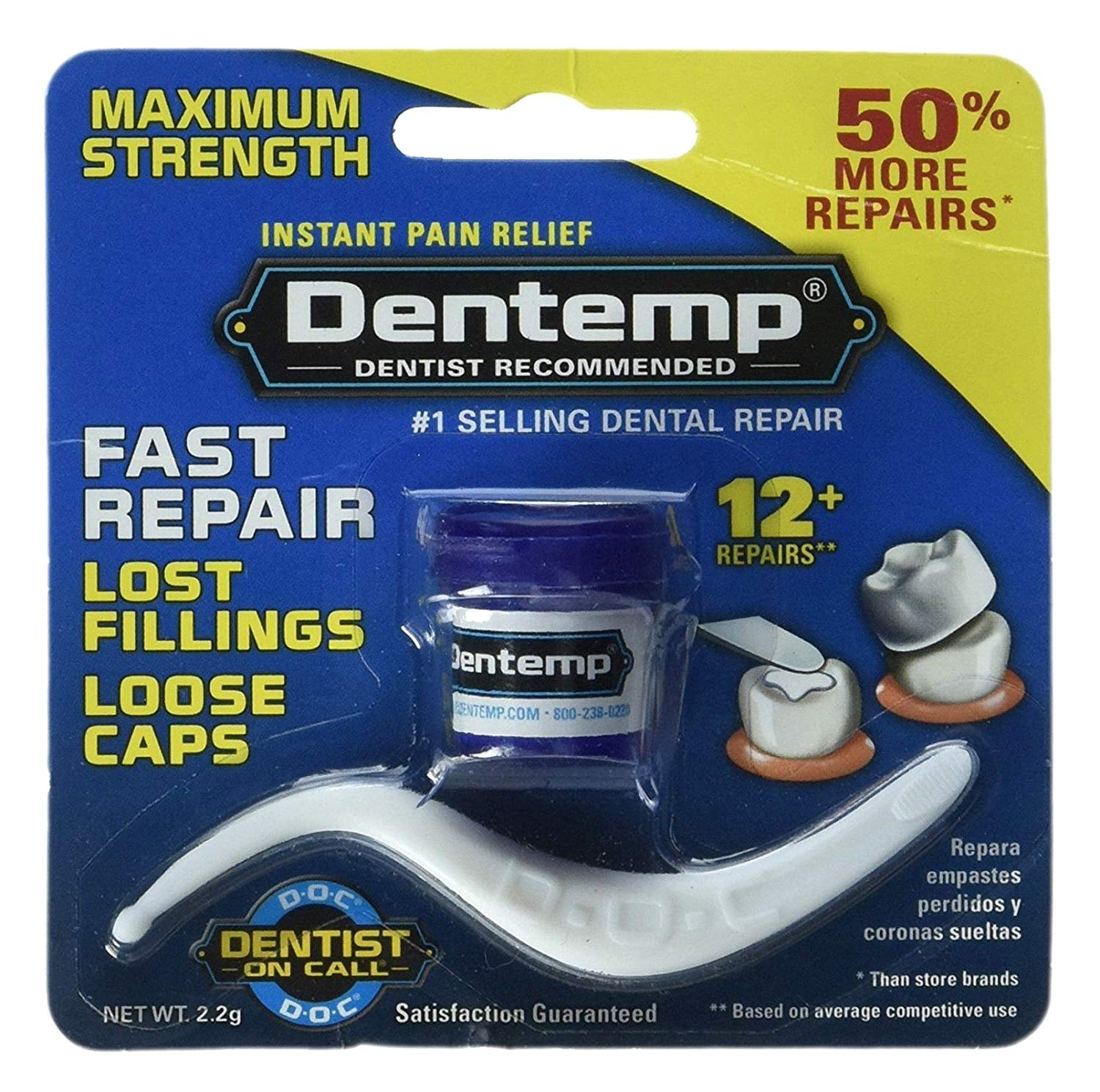 Dentemp Repair Lost Fillings & Loose Caps Maximum Strength 2.2g, 1