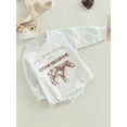thumbnail image 3 of Cenuakty Infant Baby Fall Romper, Casual Long Sleeve Round Neck Cow Letter Print Bodysuit, 3 of 8