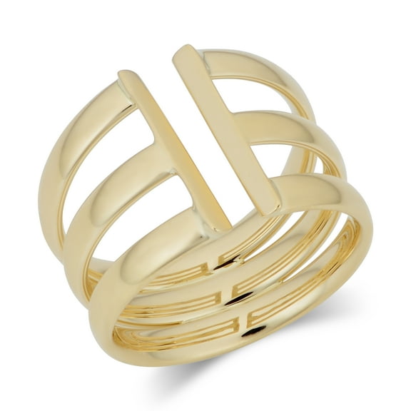 KoolJewelry 14k Yellow Gold Triple Open Band Stack Ring for Women (size 7 - 10)