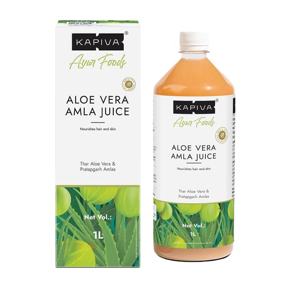 Kapiva Aloe Vera Amla Juice | Cold-pressed Juice for Glowing Skin | Helps with Metabolism (1L)