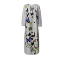 thumbnail image 4 of Robes pour Femmes Robe Longue Aguichant à Imprimé Numérique pour Femmes Col en V avec Poches Robe à Manches Longues Chemises de Robe en Liquidation, 4 of 5