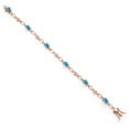 thumbnail image 2 of Gem Stone King 18K Rose Gold Plated Silver Swiss Blue Topaz and Round White Lab Grown Diamond Tennis Bracelet for Women (3.34 Cttw, Gemstone Birthstone, Oval 6X4MM, 7.25 inches), 2 of 4