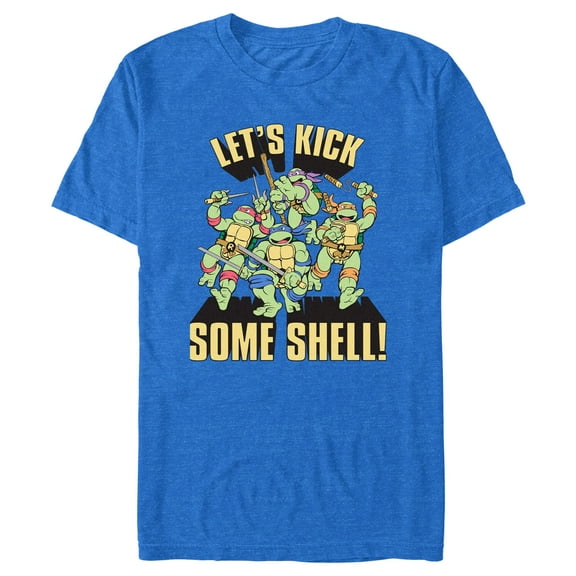 Men's Teenage Mutant Ninja Turtles Let's Kick Some Shell!  Graphic Tee Royal Blue Heather 3X Large