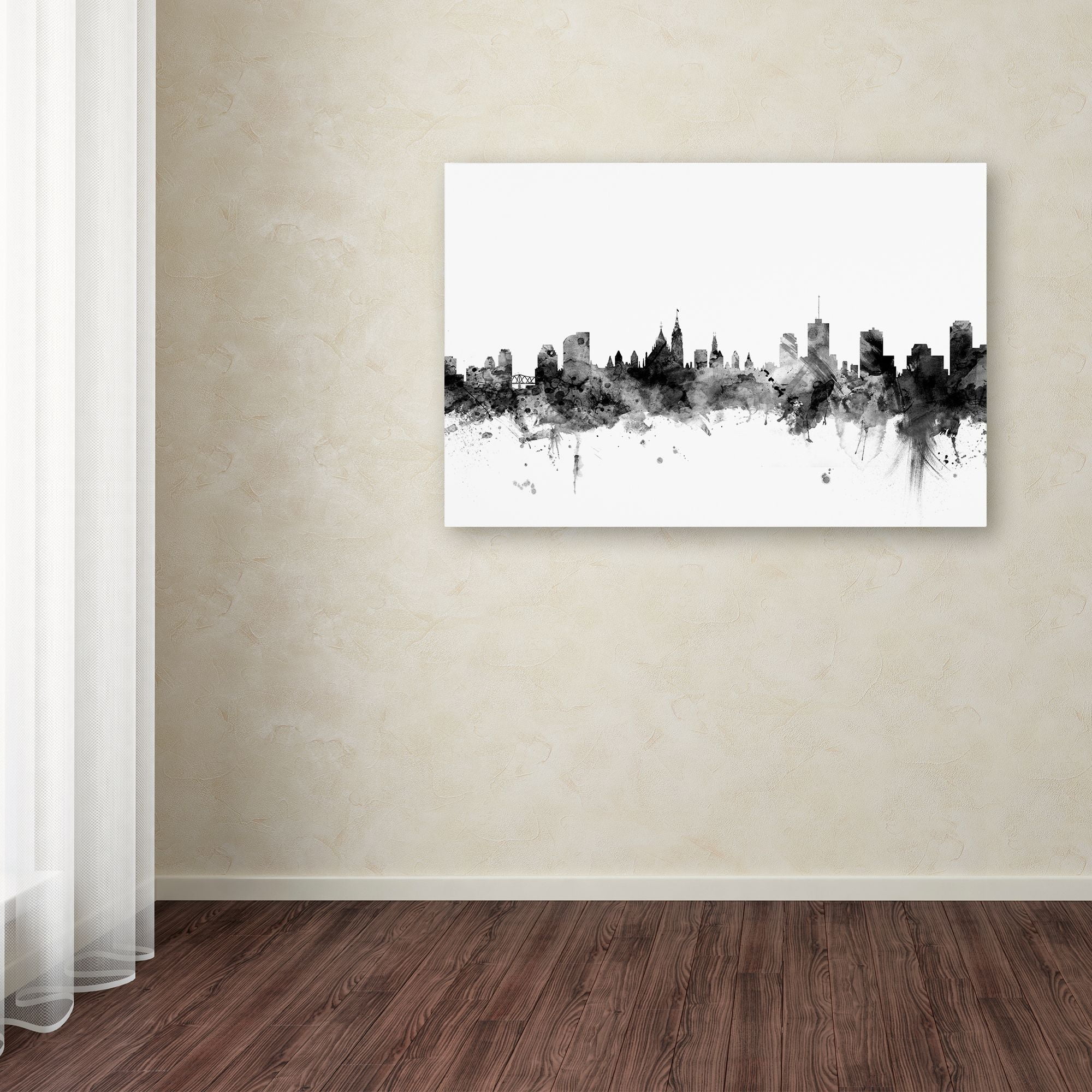 "Ottawa Canada Skyline B&W" Canvas Art by Michael Tompsett
