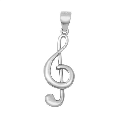 Sterling Silver Treble Clef Pendant Music Note High Polish Filigree Swirl Charm Jewelry Female