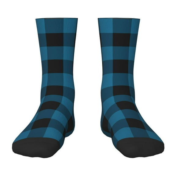 Honeii Blue Black Plaid Print Children's Colorful Socks,Unisex Kids and Toddlers' Cushioned Sock,Kids Athletic Crew Socks,for Everyday Wear and Sports