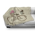 thumbnail image 3 of Retro Soft Flannel Fleece Throw Blanket, Wedding Bride and Groom Birds on the Bicycle with Basket of Romantic Rose Flowers, Cozy Plush for Indoor and Outdoor Use, 50" x 70", Multicolor, by Ambesonne, 3 of 6