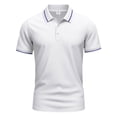 thumbnail image 4 of Mens Polo Shirts Short Sleeve Dual Tipped Collar T-Shirt Cotton Pique Buttons Classic Fit Casual Golf Shirts White XL, 4 of 9