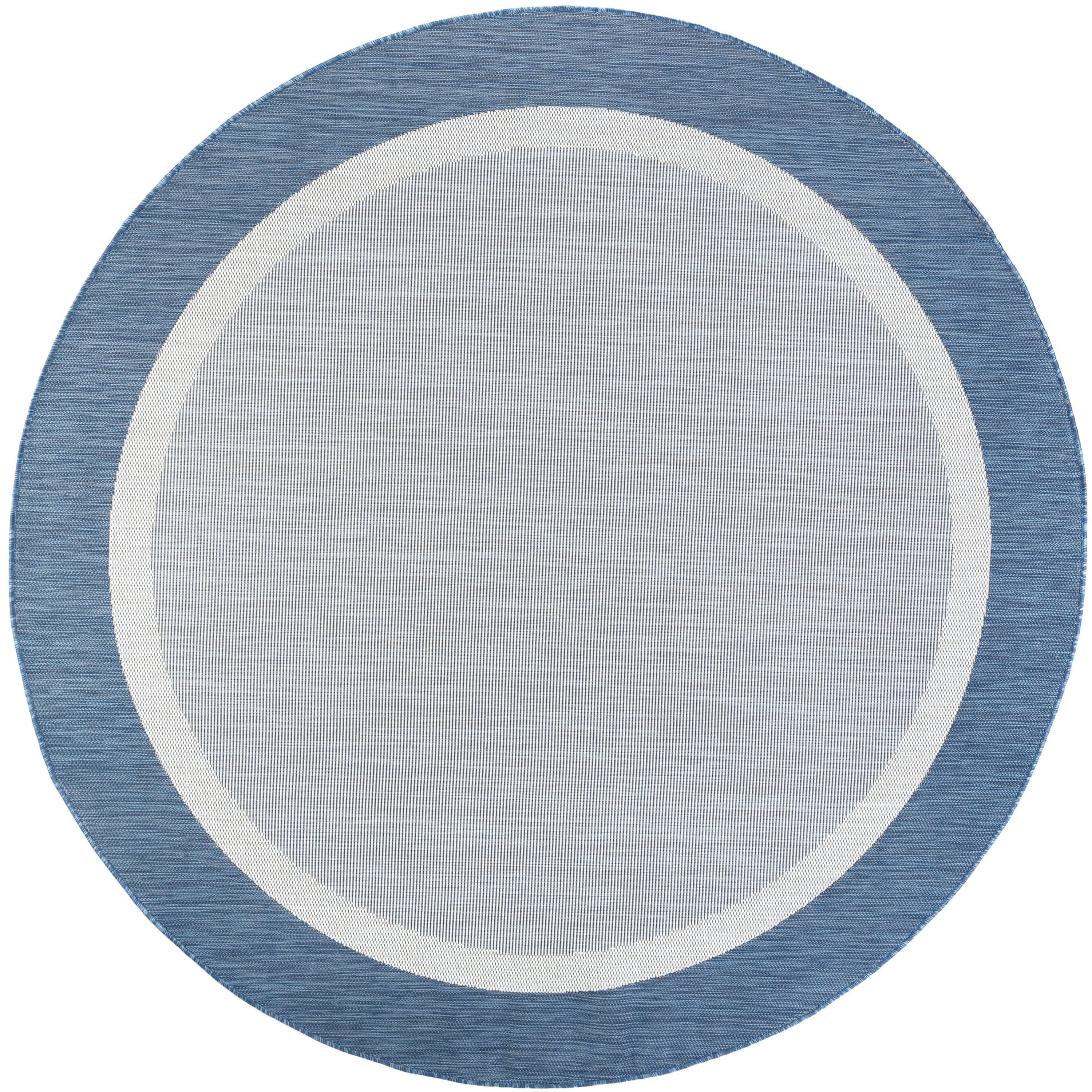 6ft Round Water Resistant, Indoor Outdoor Rugs for Patios, Front Door Entry, Entryway, Deck, Porch, Balcony | Outside Area Rug for Patio | Blue, Solid Border | Size: 5'3'' Round
