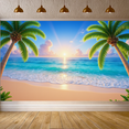 thumbnail image 6 of Tropical Design Beach Banner Summer Ocean Scene Vacation Party Backdrop for Beach Party Holiday Event Decoration, 6 of 8
