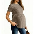 thumbnail image 5 of Levmjia Womens Fashion Maternity Tops Loose Solid Color Short Sleeve T-Shirt Casual Blouse Pullover Polyester Soft Comfortable Round Neck Daily Wear Spring Summer, 5 of 8