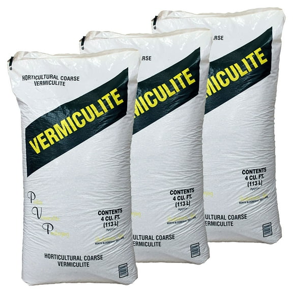 PVP Industries Medium Vermiculite Professional Grade Soil Conditioner, 4 Cu Ft, 3 Pack