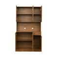thumbnail image 4 of 70.87" Tall Wardrobe& Kitchen Cabinet, with 6-Doors, 1-Open Shelves and 1-Drawer, Freestanding Kitchen Buffet Hutch Cupboard, for Bedroom, Kitchen, Compact Space, Walnut, 4 of 7