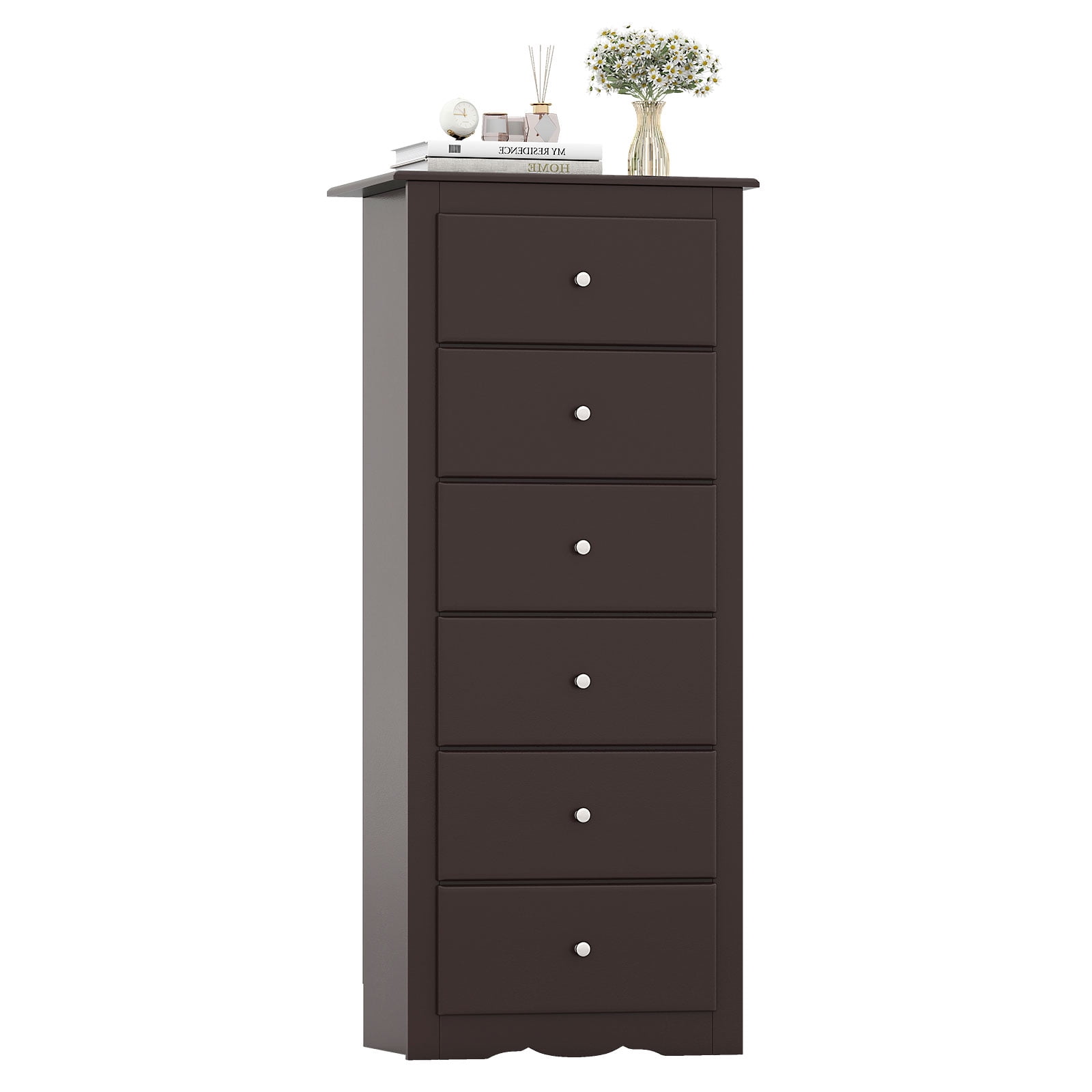 Drawer サキソニージレ36サイズ Gymax 6 Drawer Wooden Chest Dresser Storage Cabinet, Brown