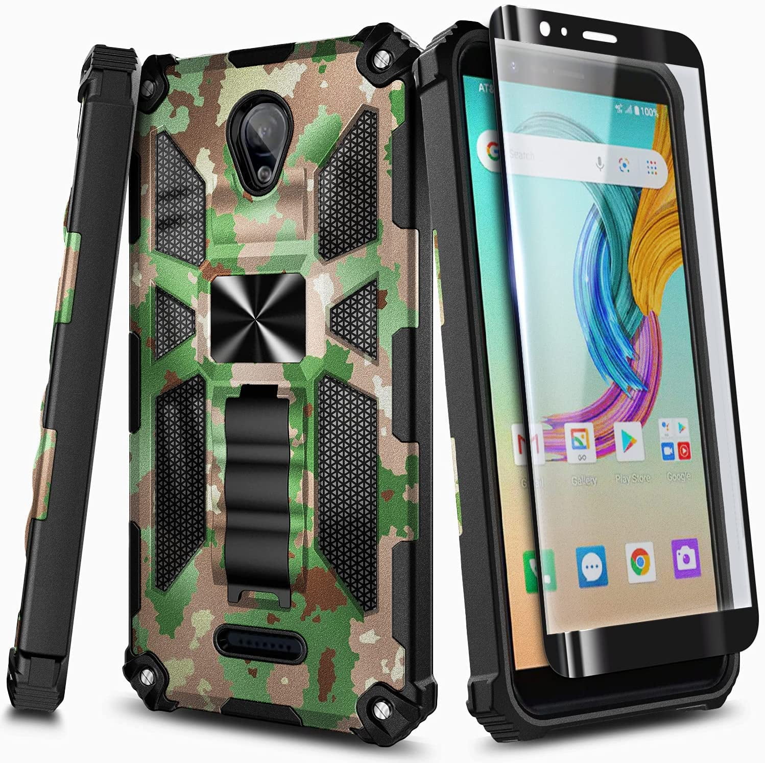 AT&T Fusion Z Case, AT&T Motivate Case with Tempered Glass Screen Protector (Full Coverage