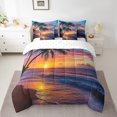 thumbnail image 2 of Erosebridal Lit Marin en Sac Taille Simple, Ensemble de Lit Cocotier, Décor Coucher de Soleil Romantique, Réversible, 2 of 5