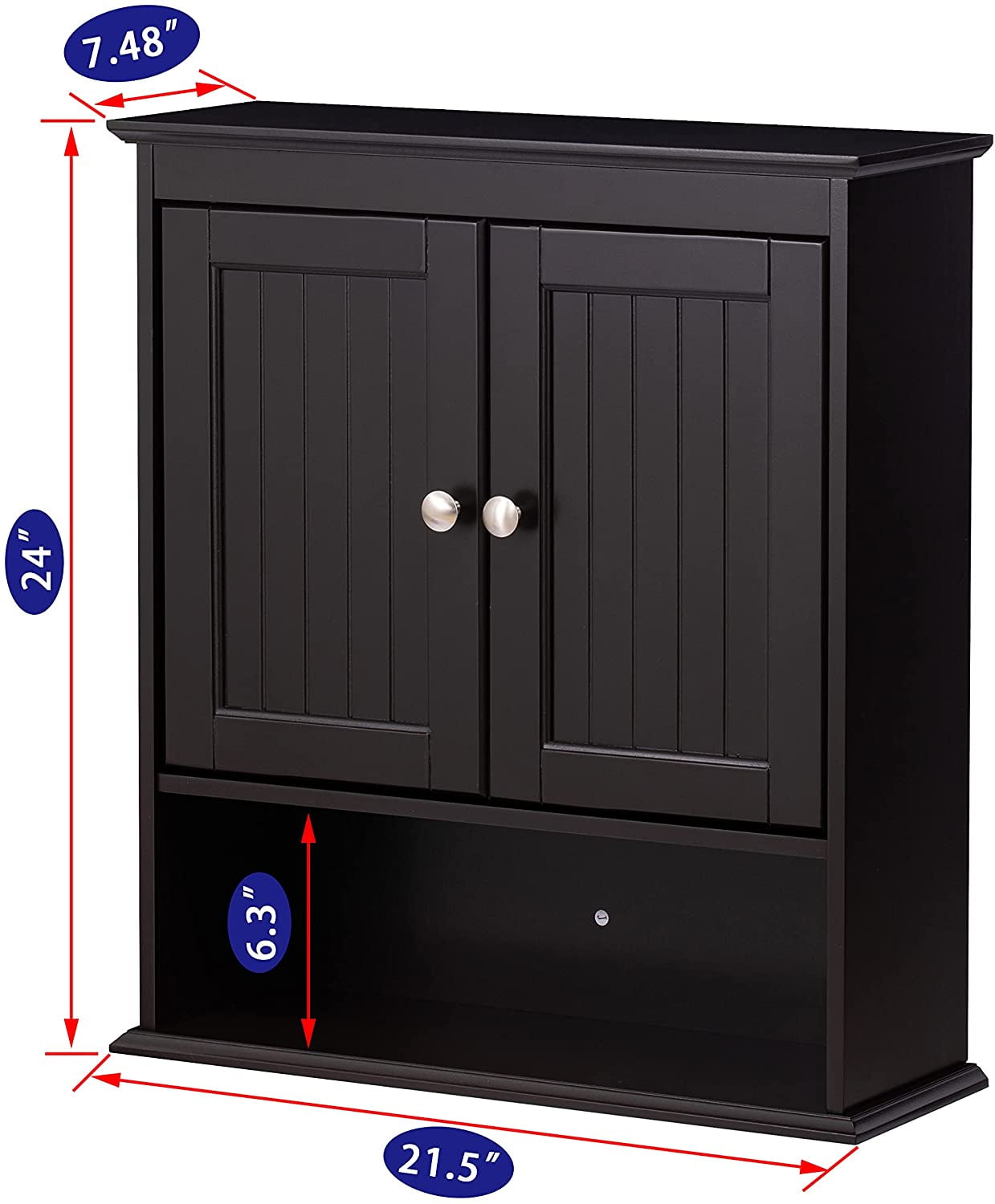 Spirich Wall Mounted Bathroom Cabinet with Doors and Shelves, Espresso